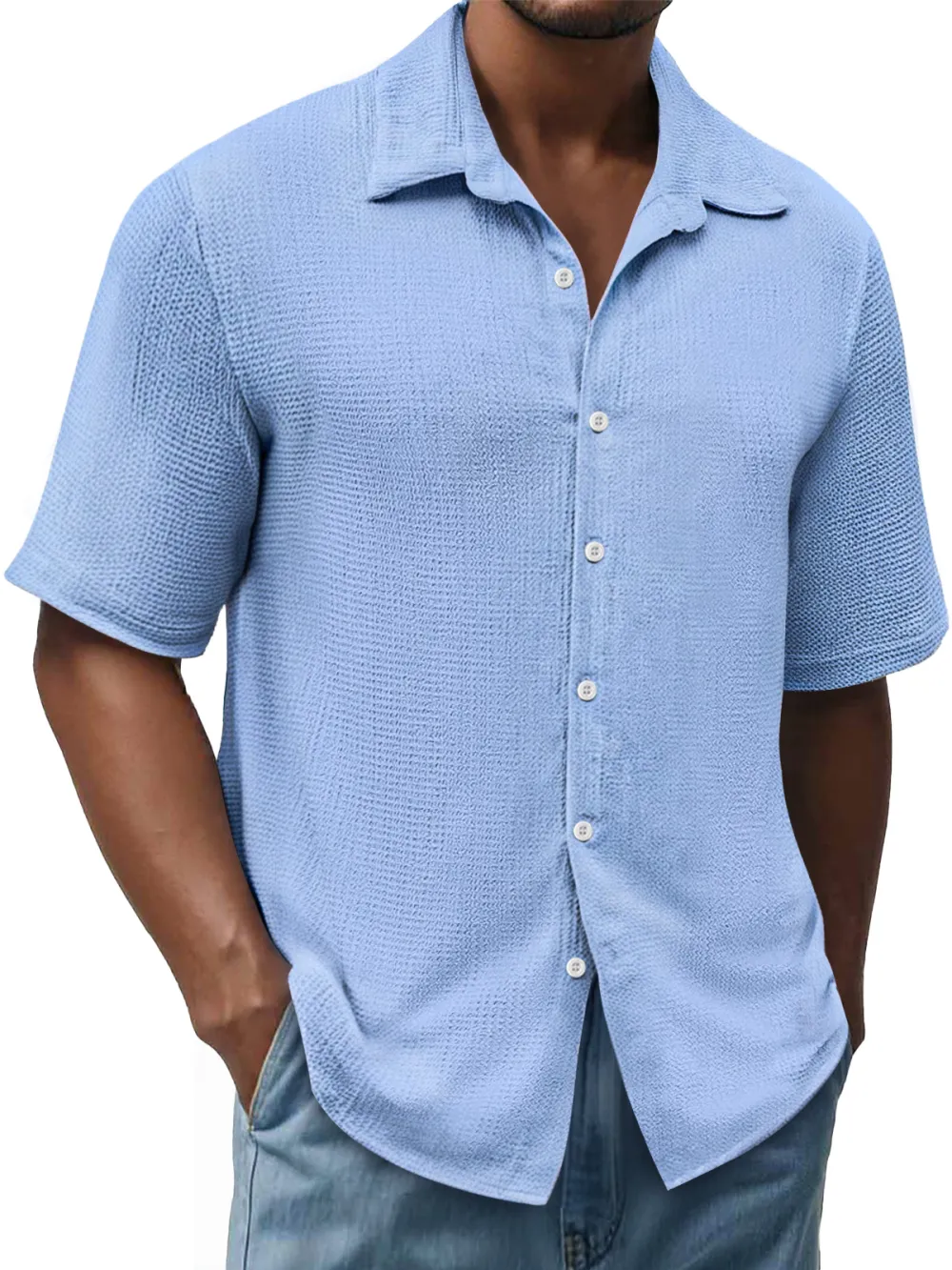Men's Daily Texture Casual Lapel Comfortable Short Sleeve Shirt