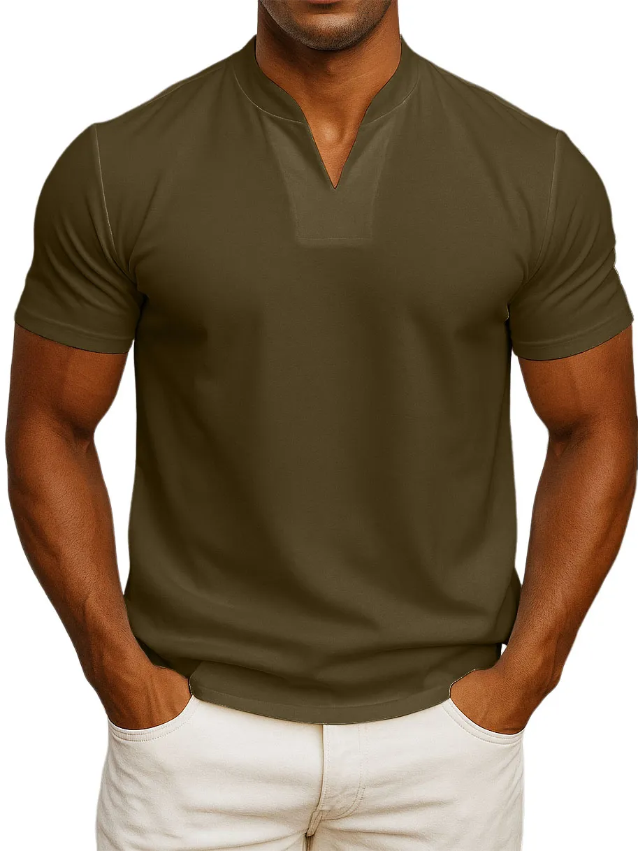 Men's V-neck Fitness Short-sleeved Fitness T-shirts