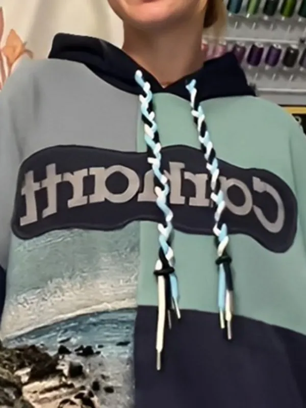 Light Blue Streetwear Leisure Hoodie Sweatshirts