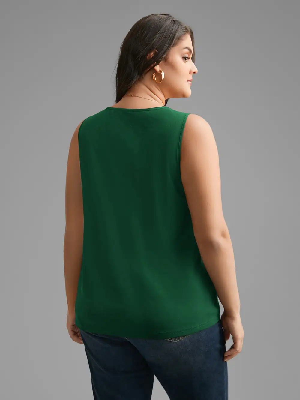 Solid V Neck Laser Cut Tank Top