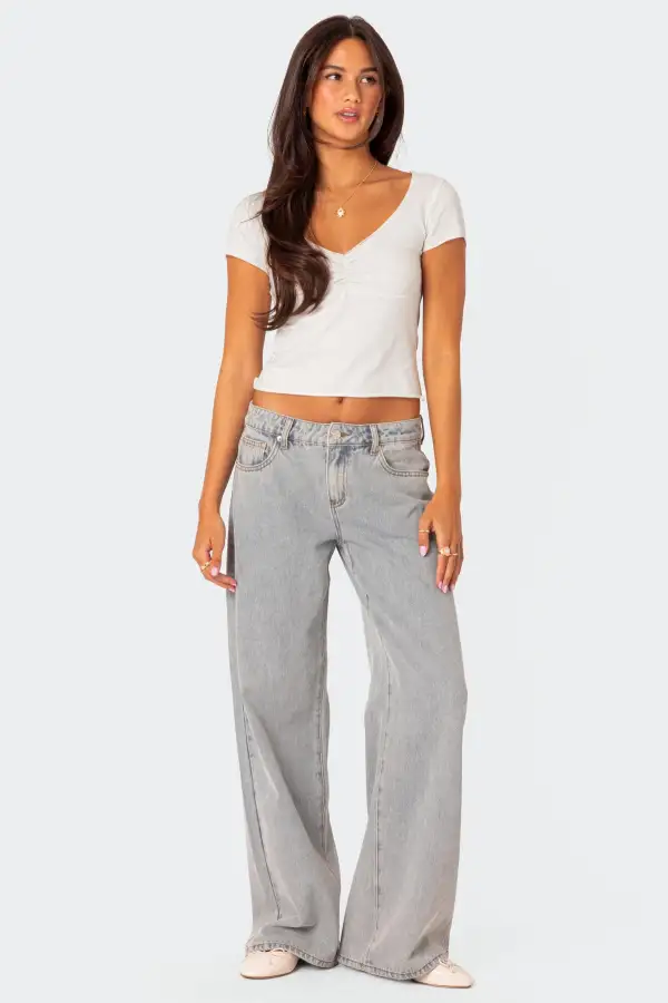Ava V Neck Ruched Top