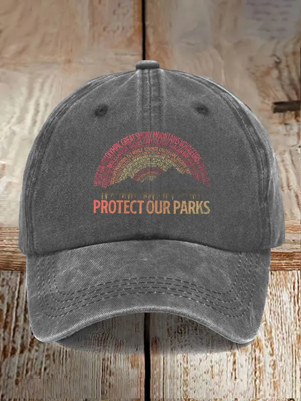 Protect Our Parks Word Art Comfort Colors Baseball Caps