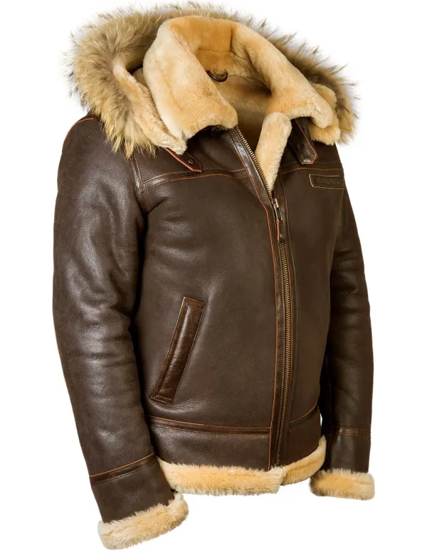 JACKET PILOT FROM SHEEPSKIN B-3 Hooded[FREE SHIPPING TODAY]