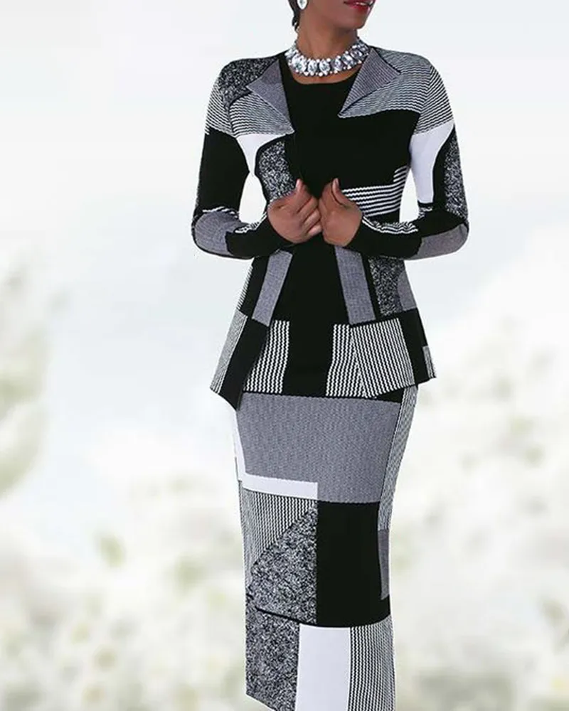 Casual Versatile Contrast Print Dress