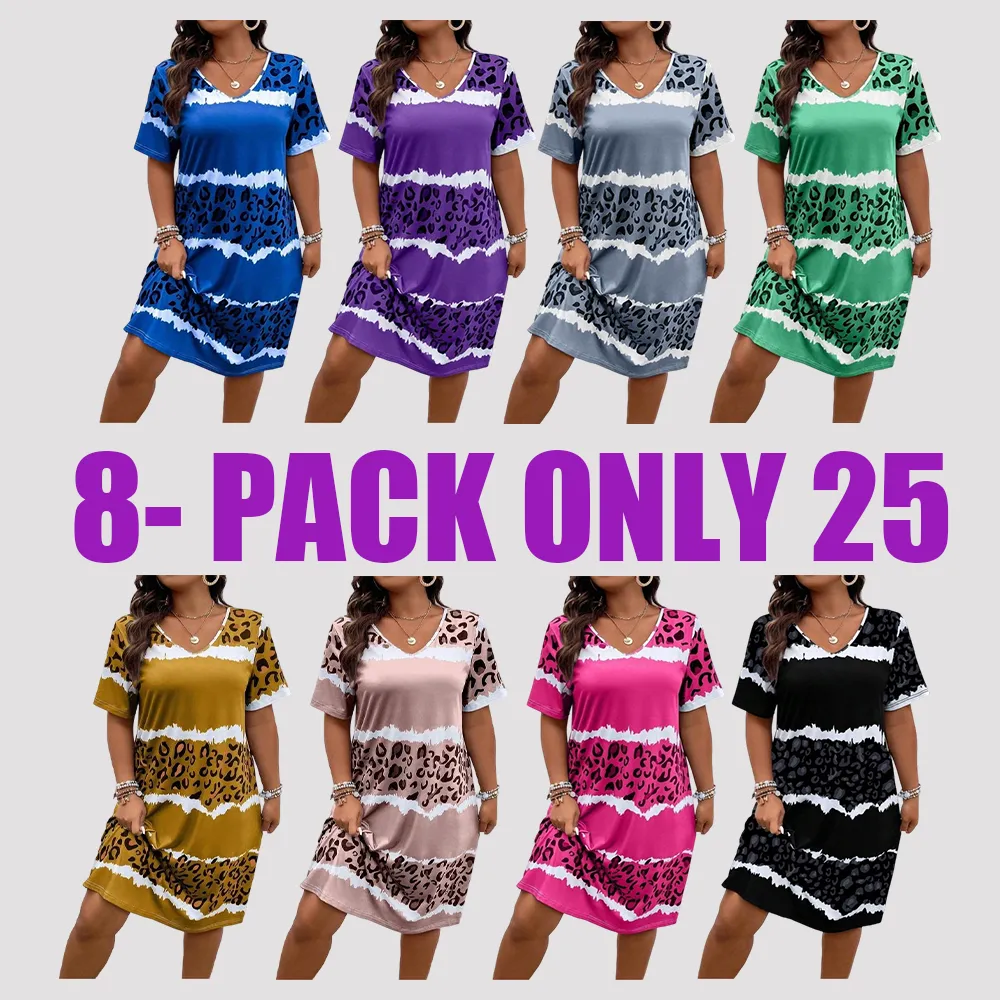 Plus Size Leopard V-Neck Dress – Casual & Flattering Summer Style