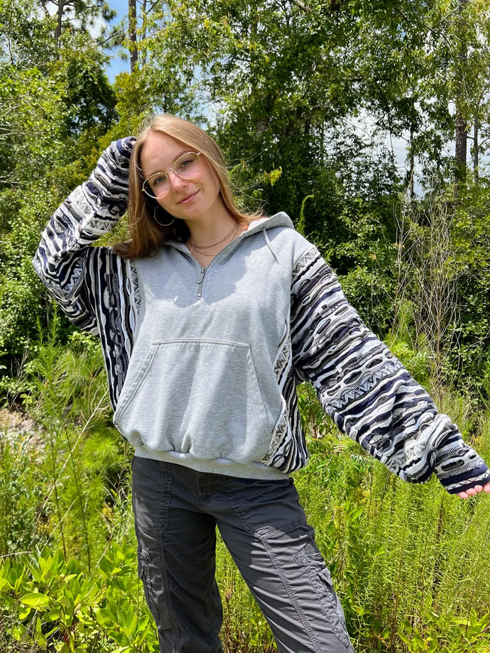 Grey Streetwear Leisure Hoodie Sweatshirts