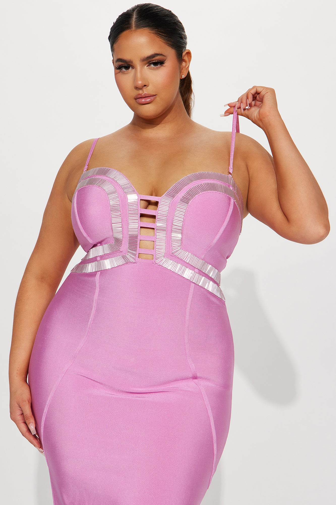 A Fine Time Bandage Midi Dress - Pink/combo