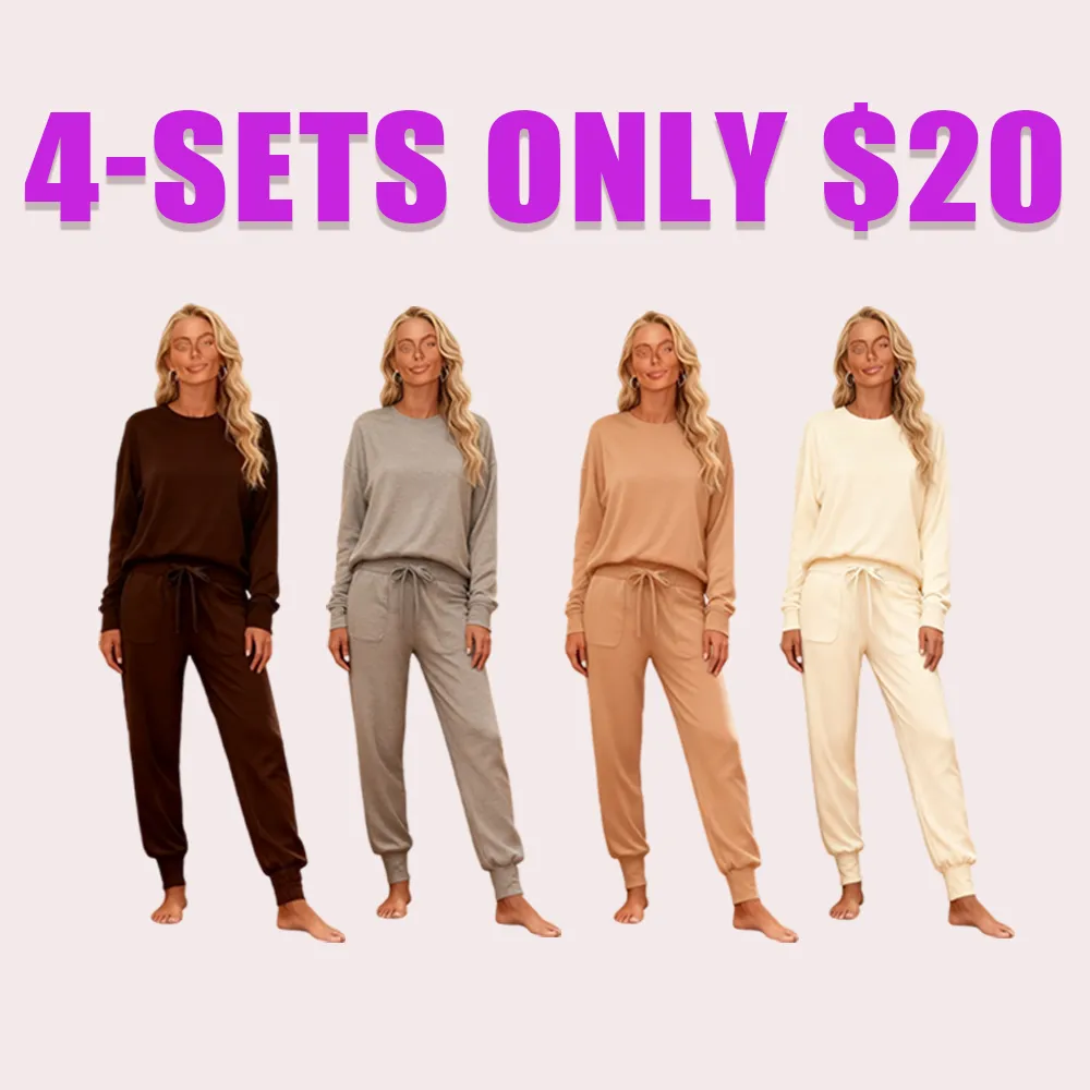 Women's Knit Loungewear Set: Long Sleeve + Jogger Pants