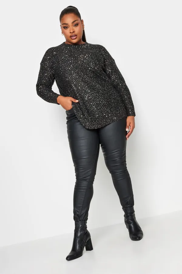 YOURS Curve Silver Sequin Embellished Jumper