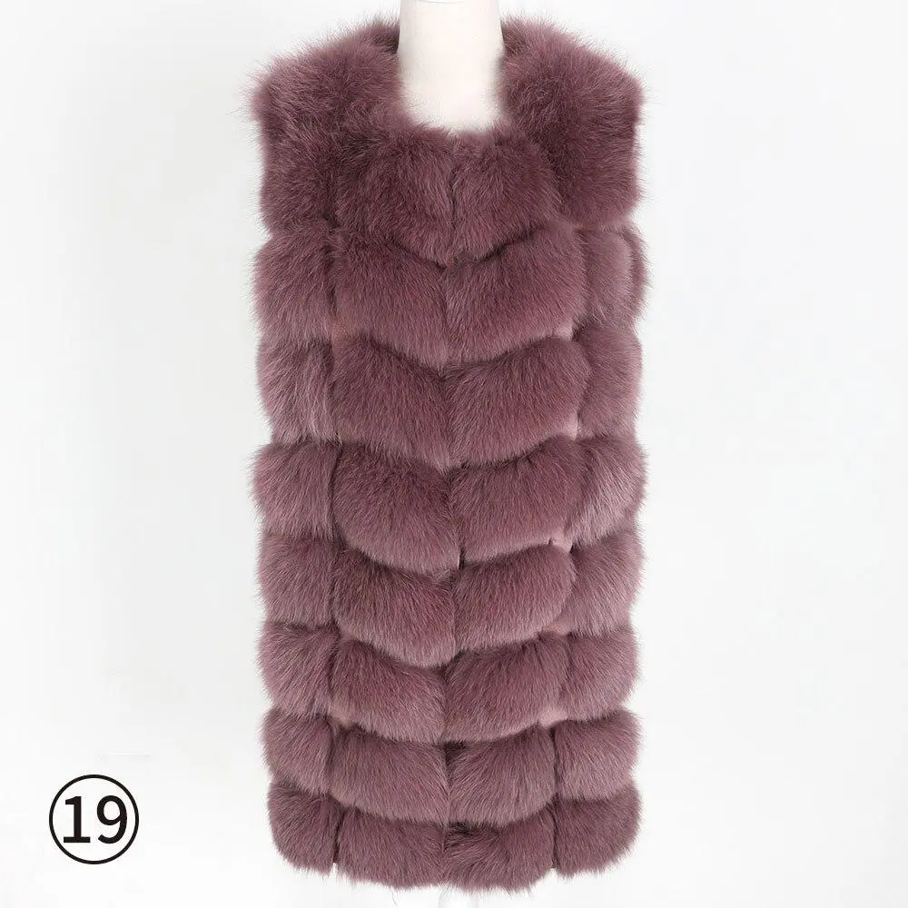 🔥Black Friday Sale🔥 100% Fox Fur Vest Women Real Natural Whole Fox Fur Coat 90CM Long Winter Fur Waistcoat Plus