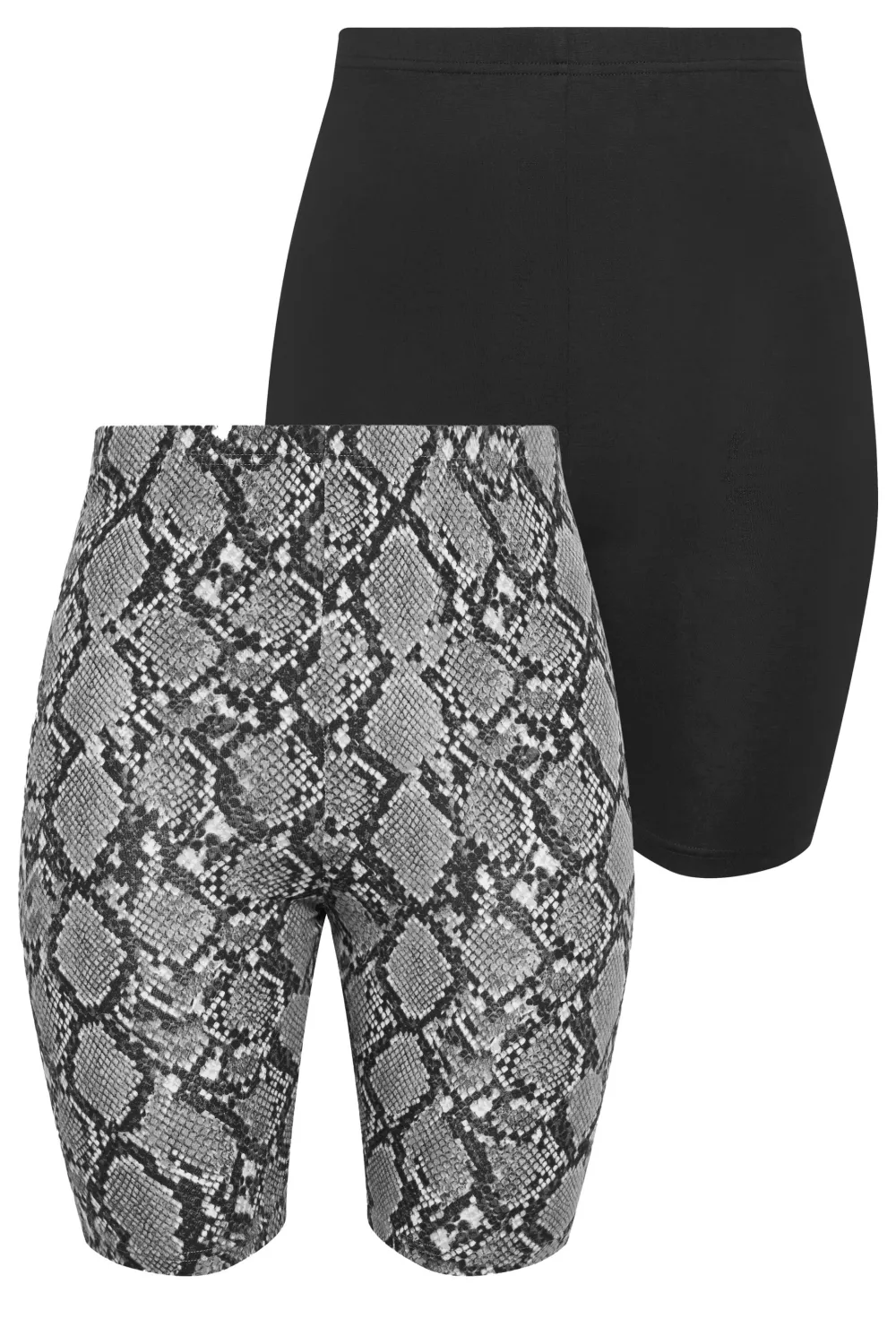 YOURS Curve 2 PACK Black Floral Print Cycling Shorts