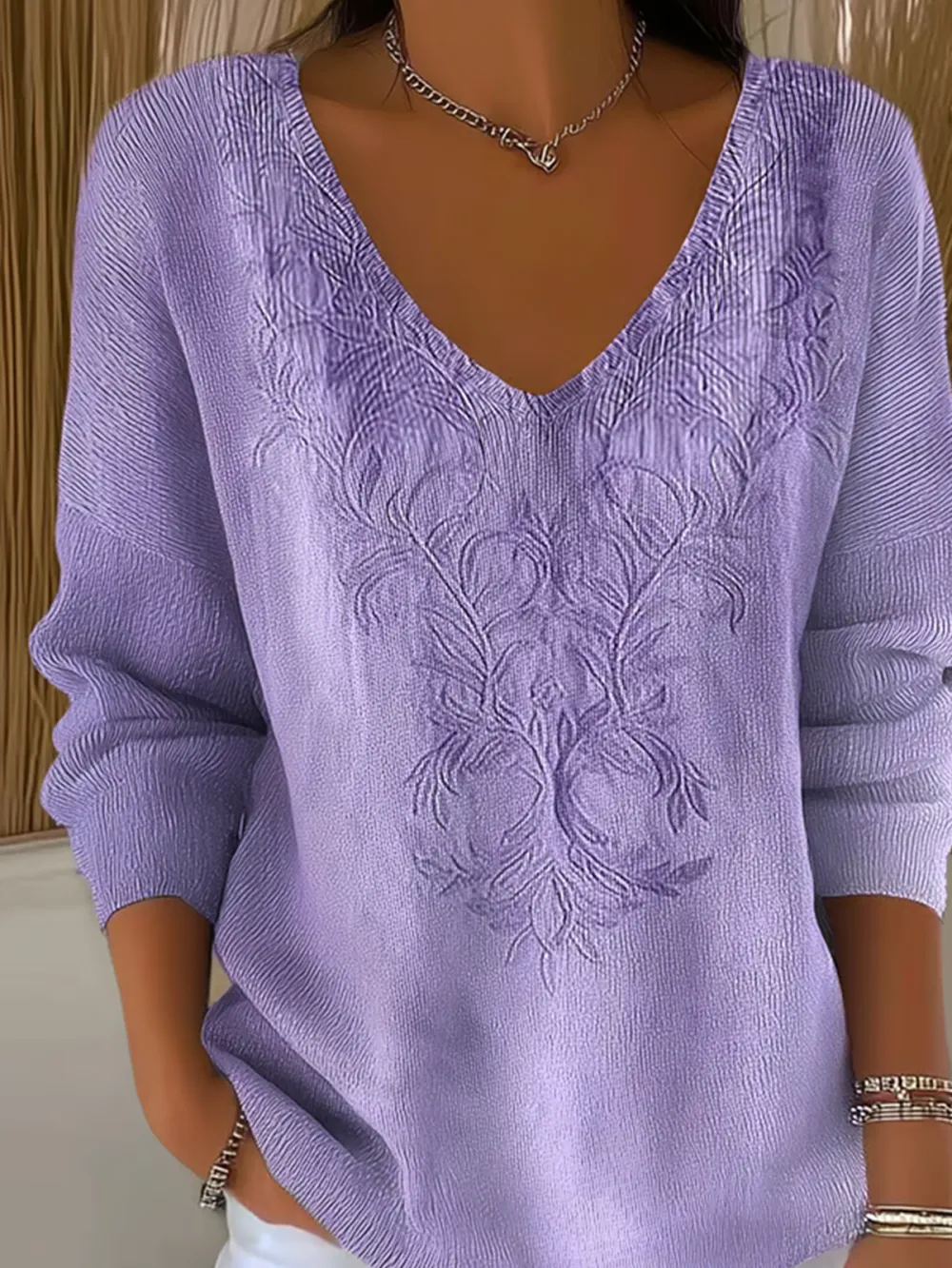 Bird Casual Cotton V Neck Sweater