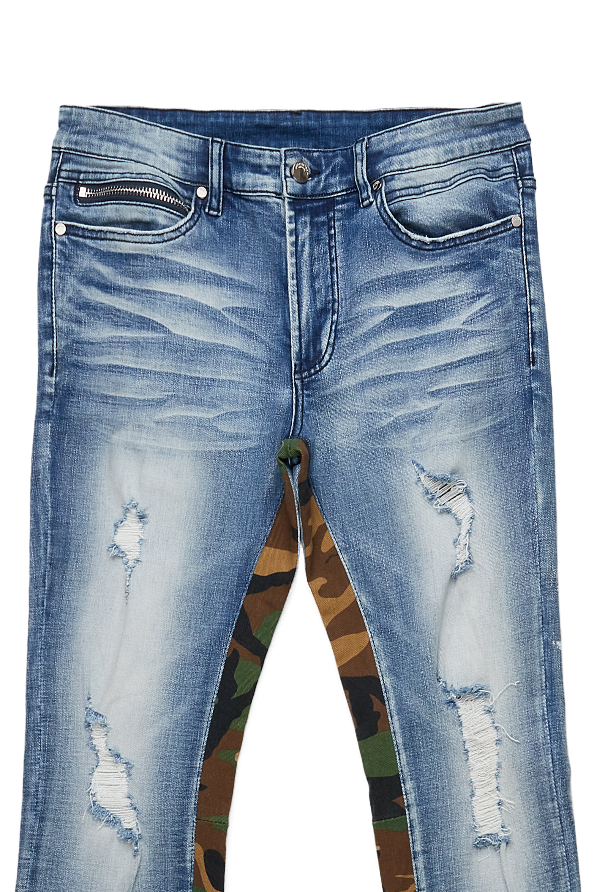 Strass Blue Stacked Flare Jean