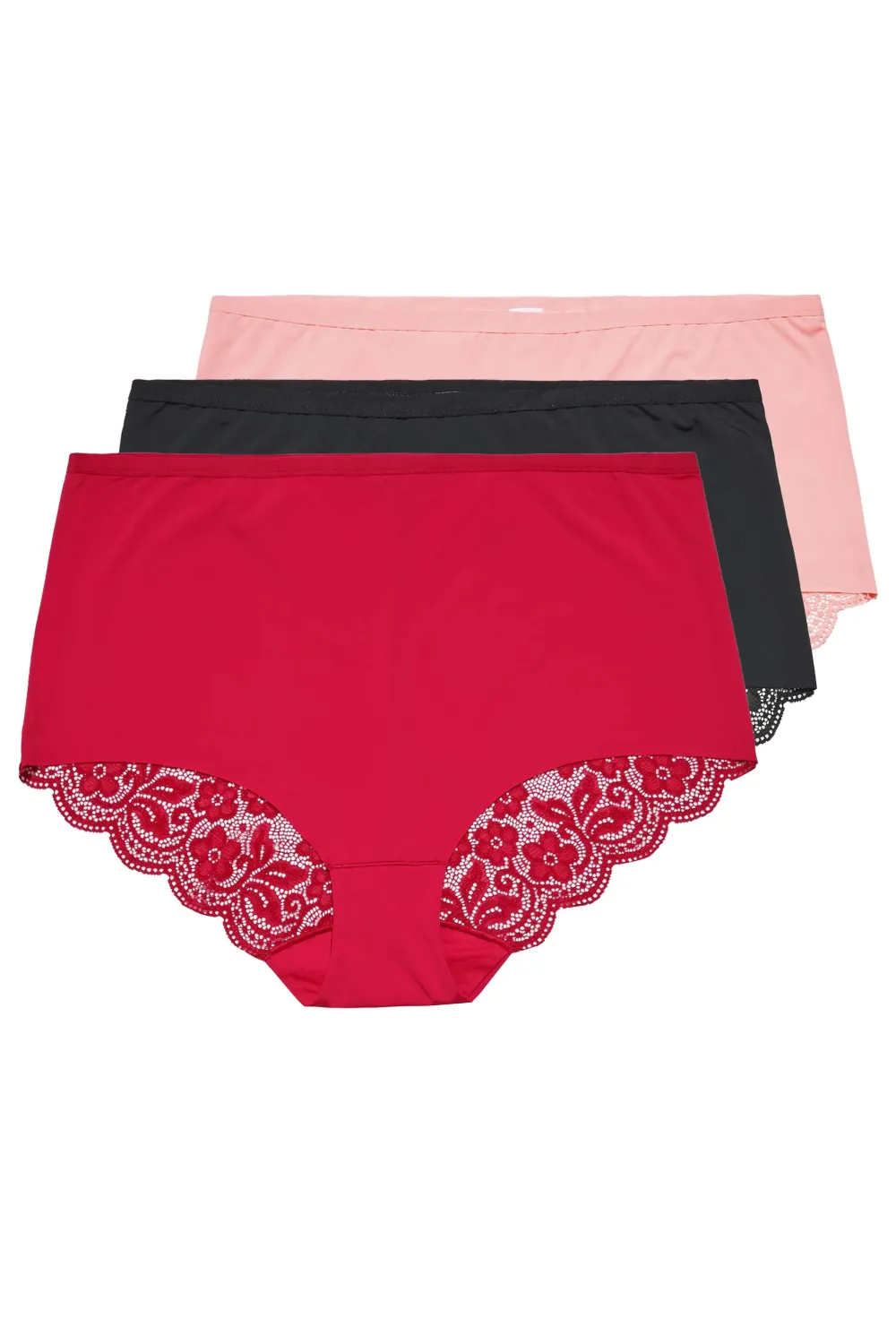 YOURS 5 PACK Curve Black Cotton High Waisted Full Briefs