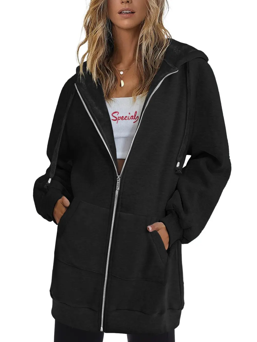 Long Fleece Jacket Hoodies - Oversized, Zip-Up, Hooded Sweatshirts for Women, Perfect for Fall and Winter Seasons