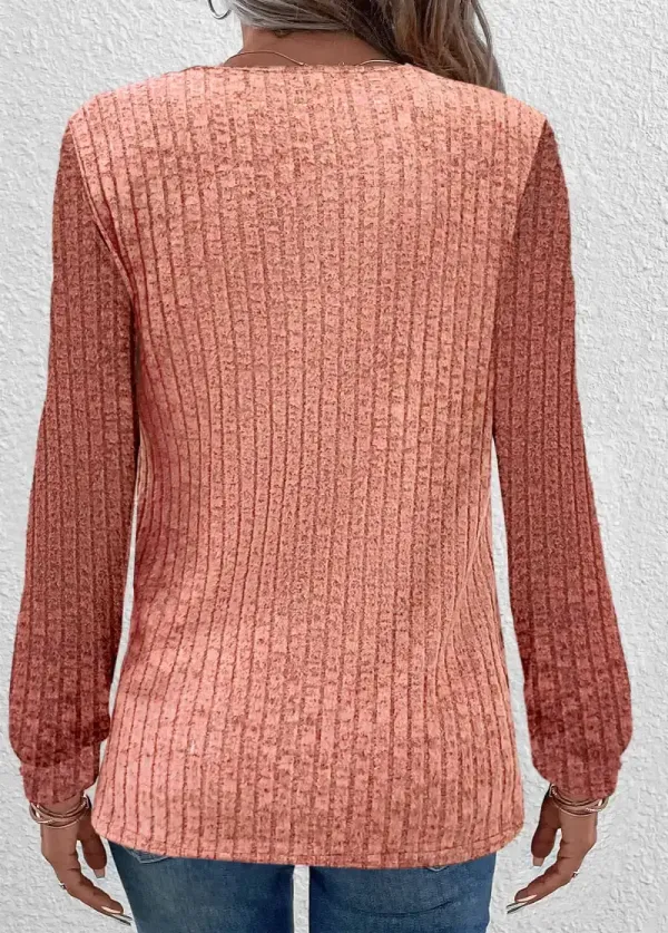 Dusty Pink Ruched Long Sleeve Round Neck Sweatshirt
