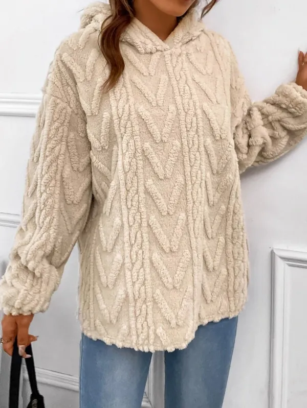 Fluff/Granular Fleece Fabric Casual Long sleeve Plain Sweatshirt