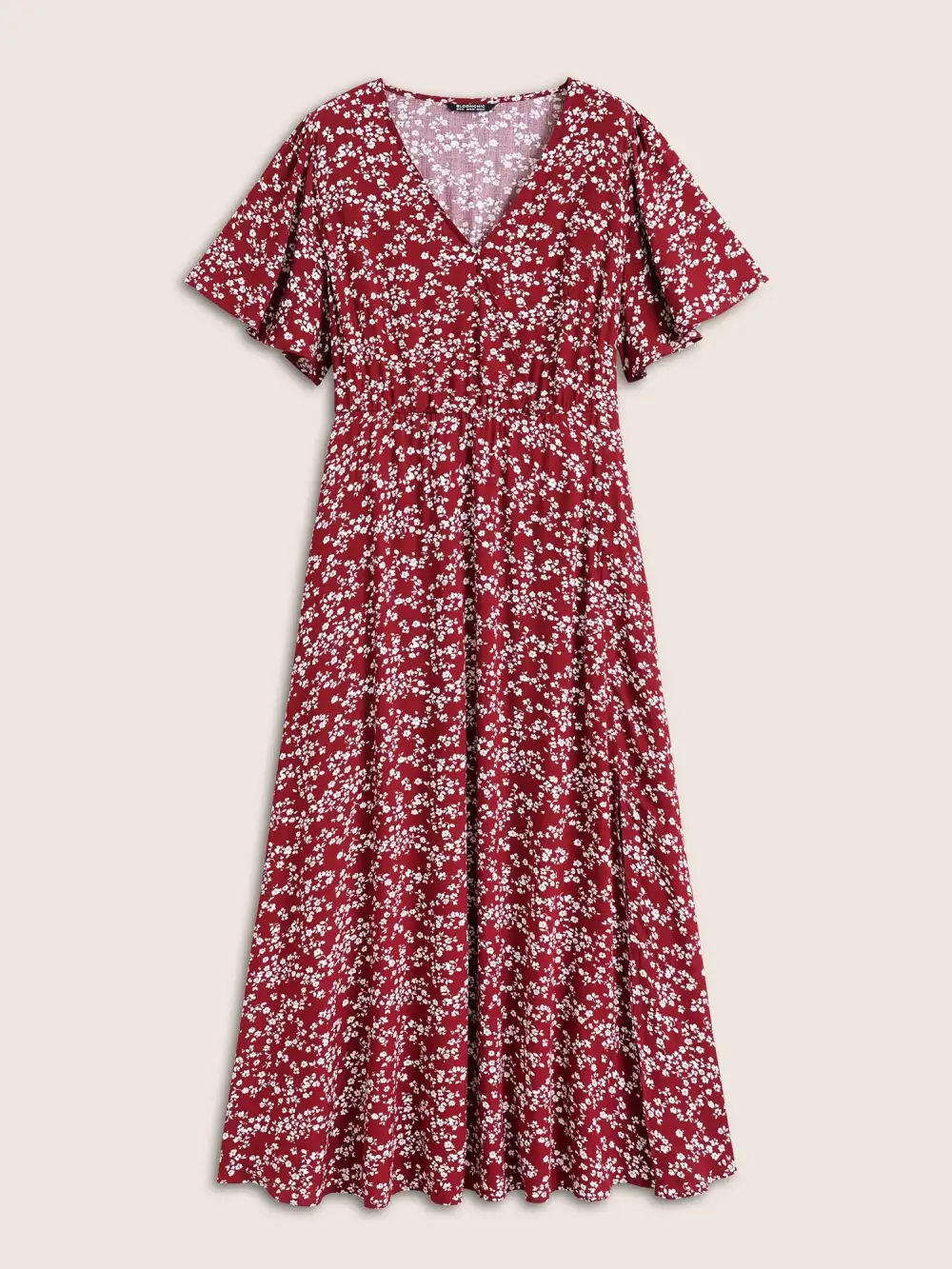 Bloom Dress - Flutter Sleeve Ditsy Floral Pocket Split Maxi Dress