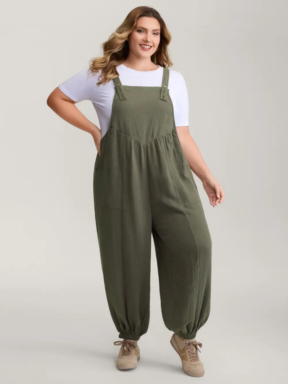 Pure Cotton Shirred Textured Jumpsuit