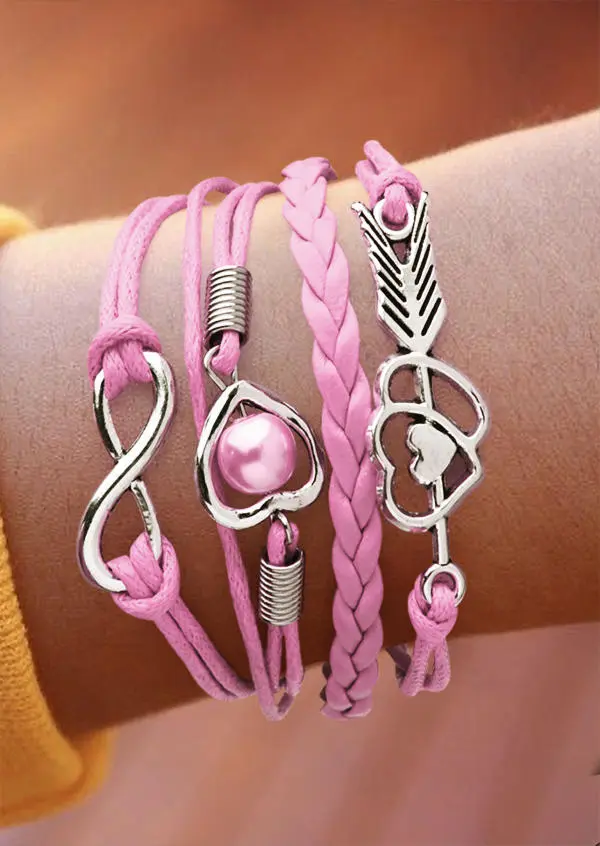 Heart Arrow PU Leather Multi-Layered Bracelet
