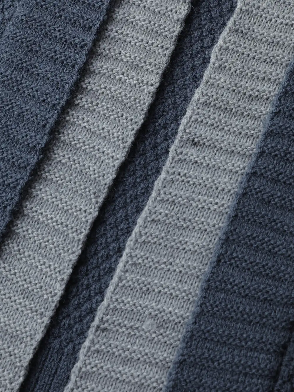 Textured Color Contrast Hooded Pocket Knit Cardigan