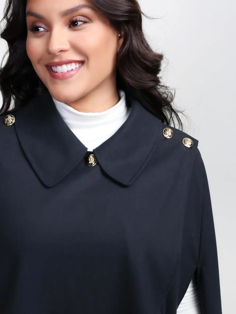 Cape Button Wrap Coat