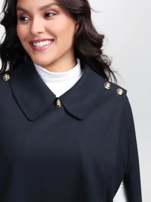 Cape Button Wrap Coat