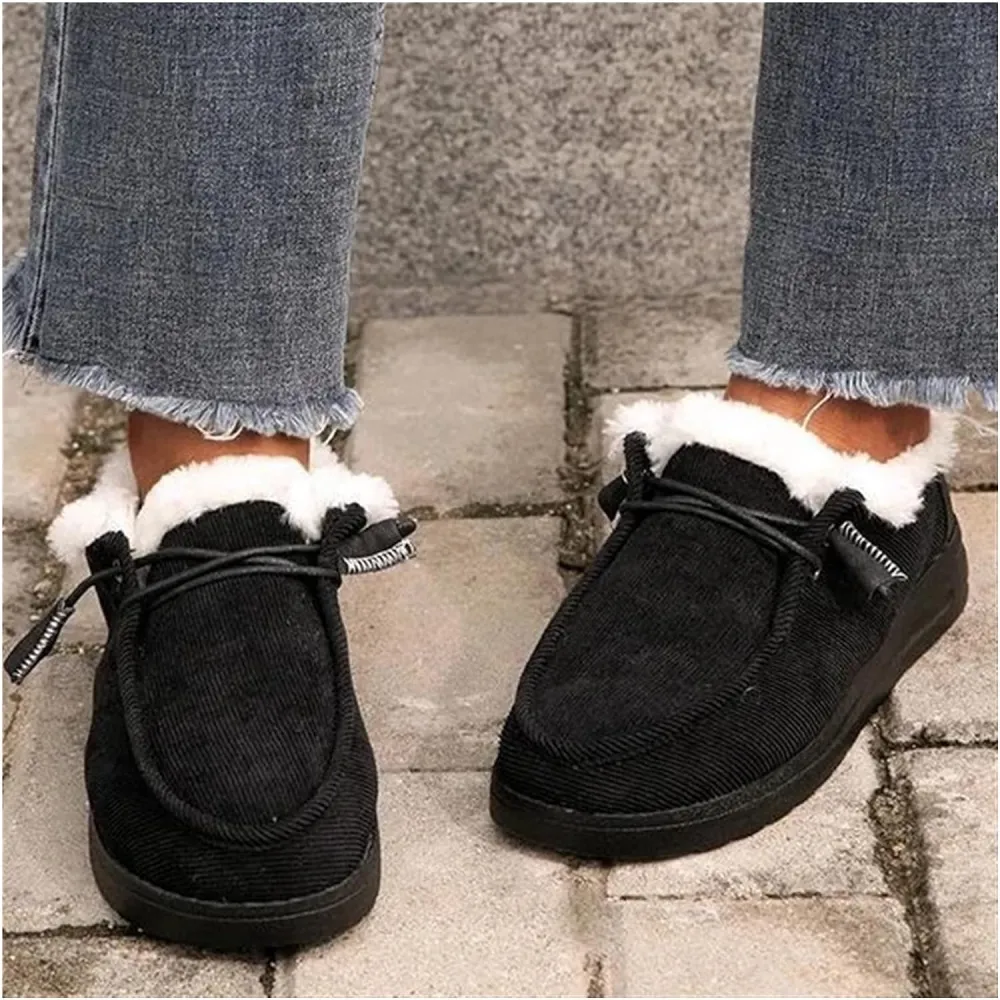 Women's Winter Warm Wendy Shoes Fleece Lined Boat Shoe Slip On Comfort Shoes,Womens Lace Up Loafers Flats Shoes (Come With Christmas socks) (Color : E, Size : EU/CN 42)