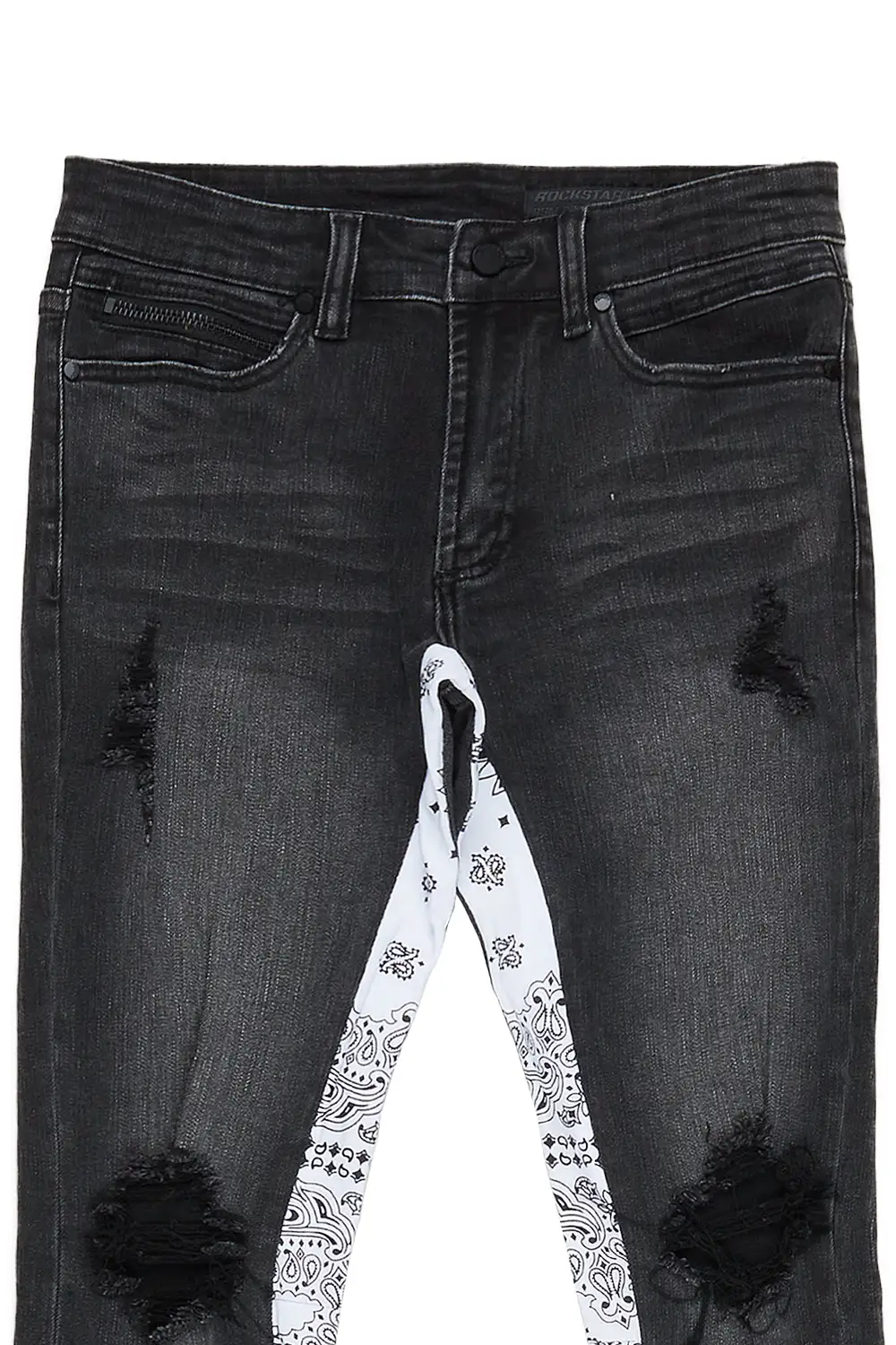 Wiz Dark Grey/White Stacked Flare Jean