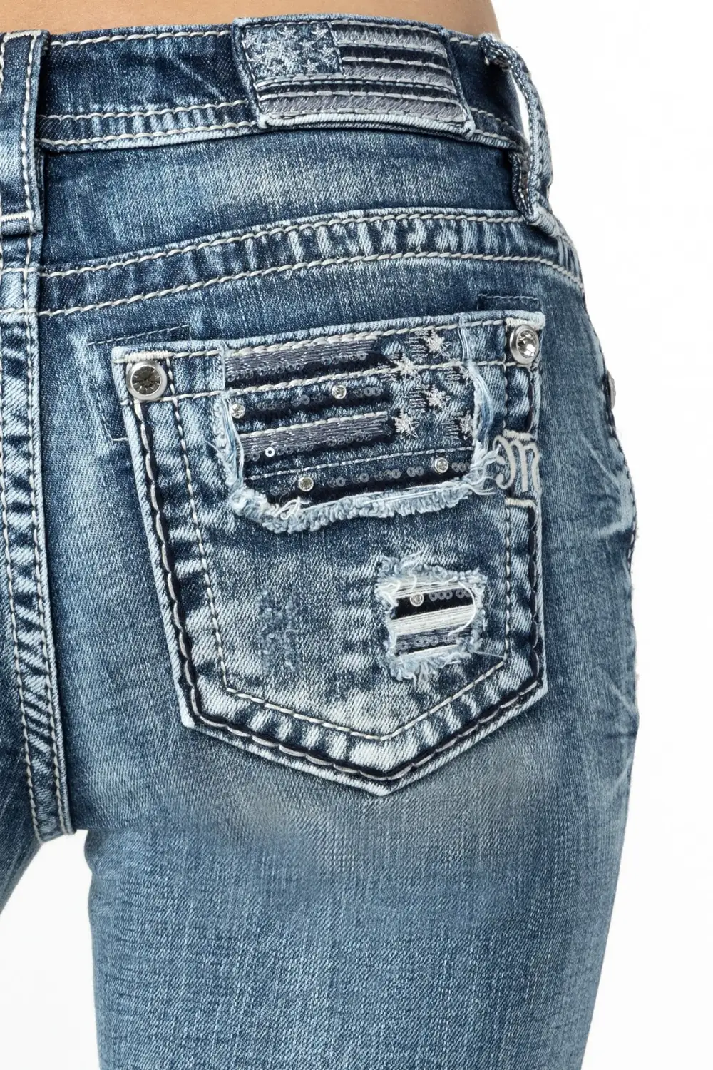 Distressed Americana Flag Skinny Jeans