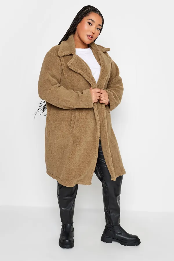 YOURS Curve Grey Faux Fur Coat