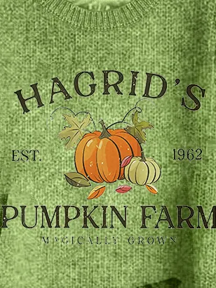 Women's Hagrid'S Pumpkin Patch Print Loose Knitted Simple Sweater