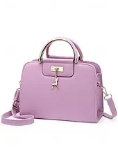 Women's Faux Leather Top Handle Tote Bag with Deer Charm - Elegant Structured Women's Shoulder Bag, Perfect for Mother's Day Gift, Work, Shopping and Casual Outings