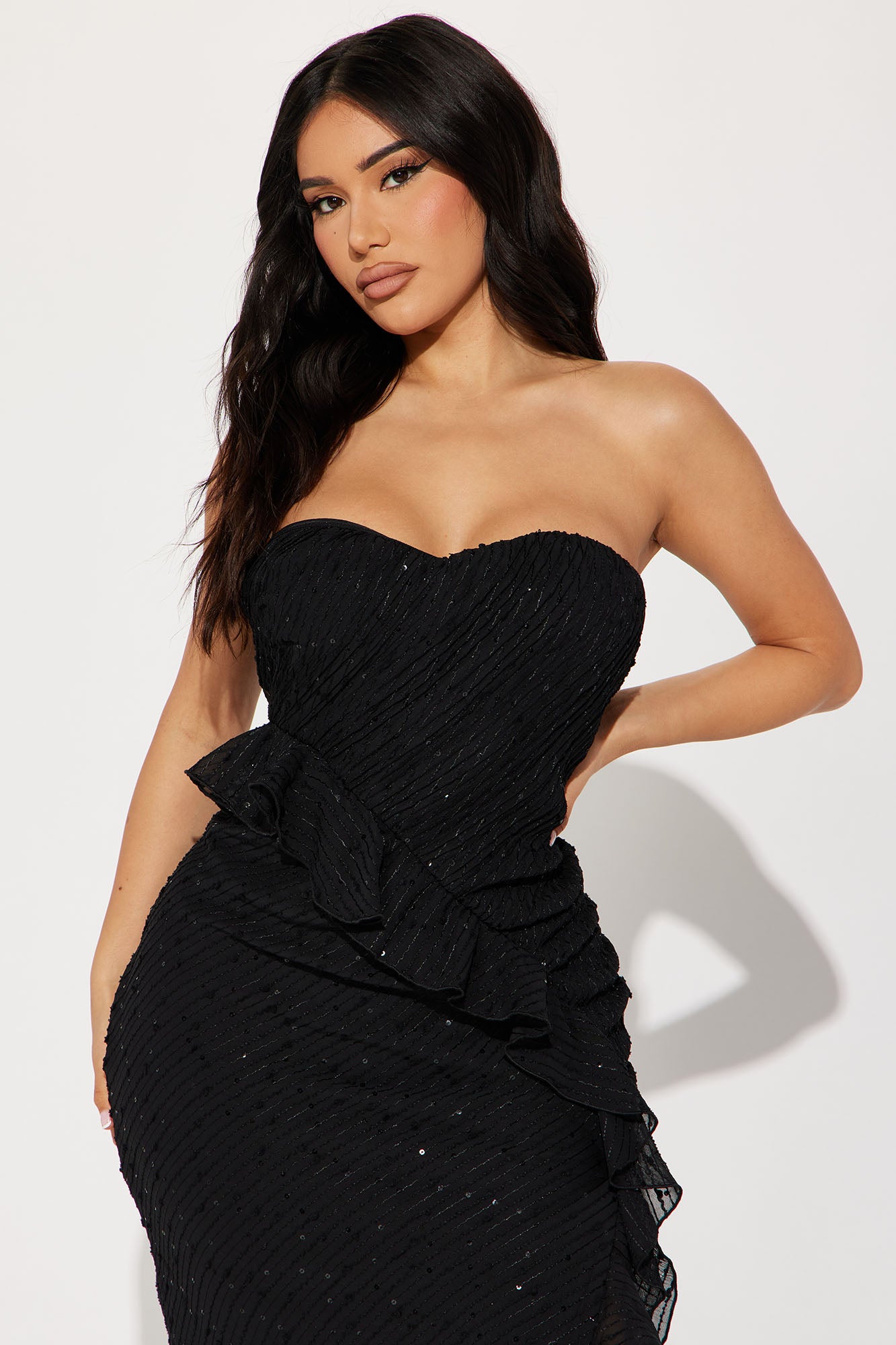 So Cute Ruffle Maxi Dress - Black