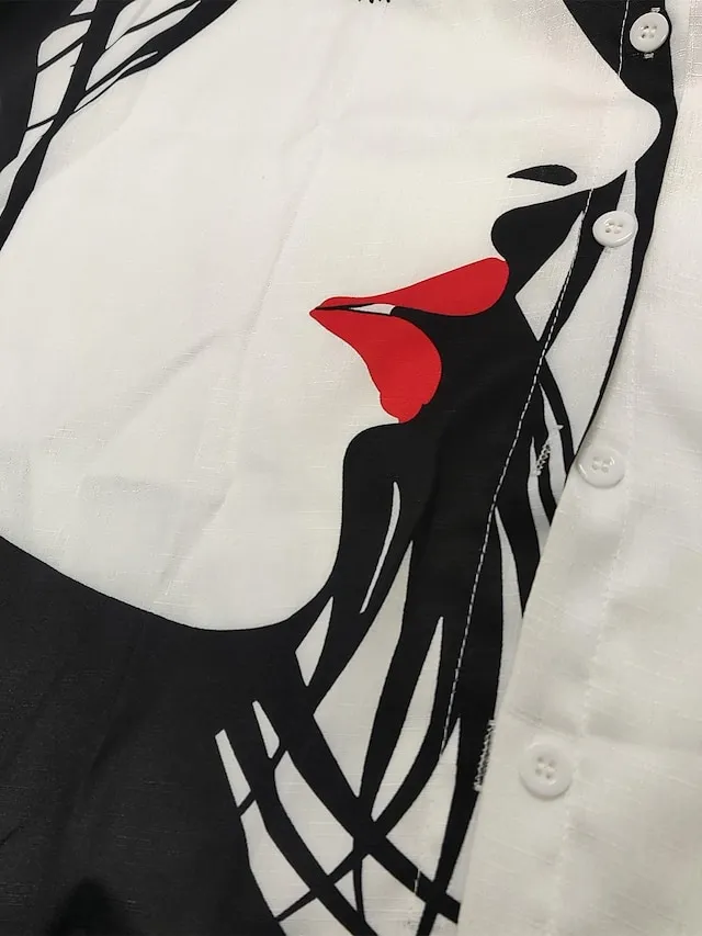 Women's Shirt Blouse White Pink Blue Graphic Abstract Button Print Long Sleeve Daily Weekend Streetwear Casual Shirt Collar Regular Portrait S