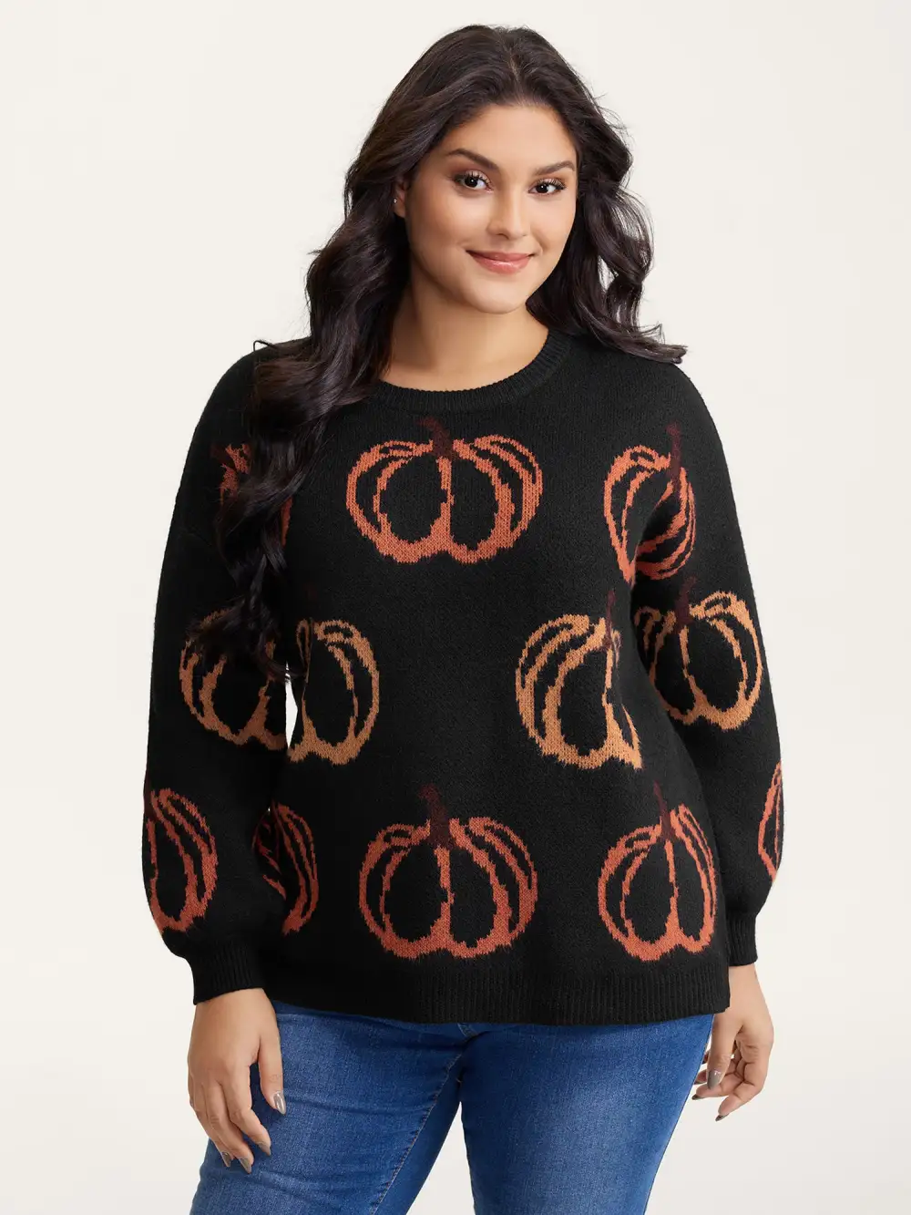 Pumpkin Patch Print Drop Shoulder Pullover