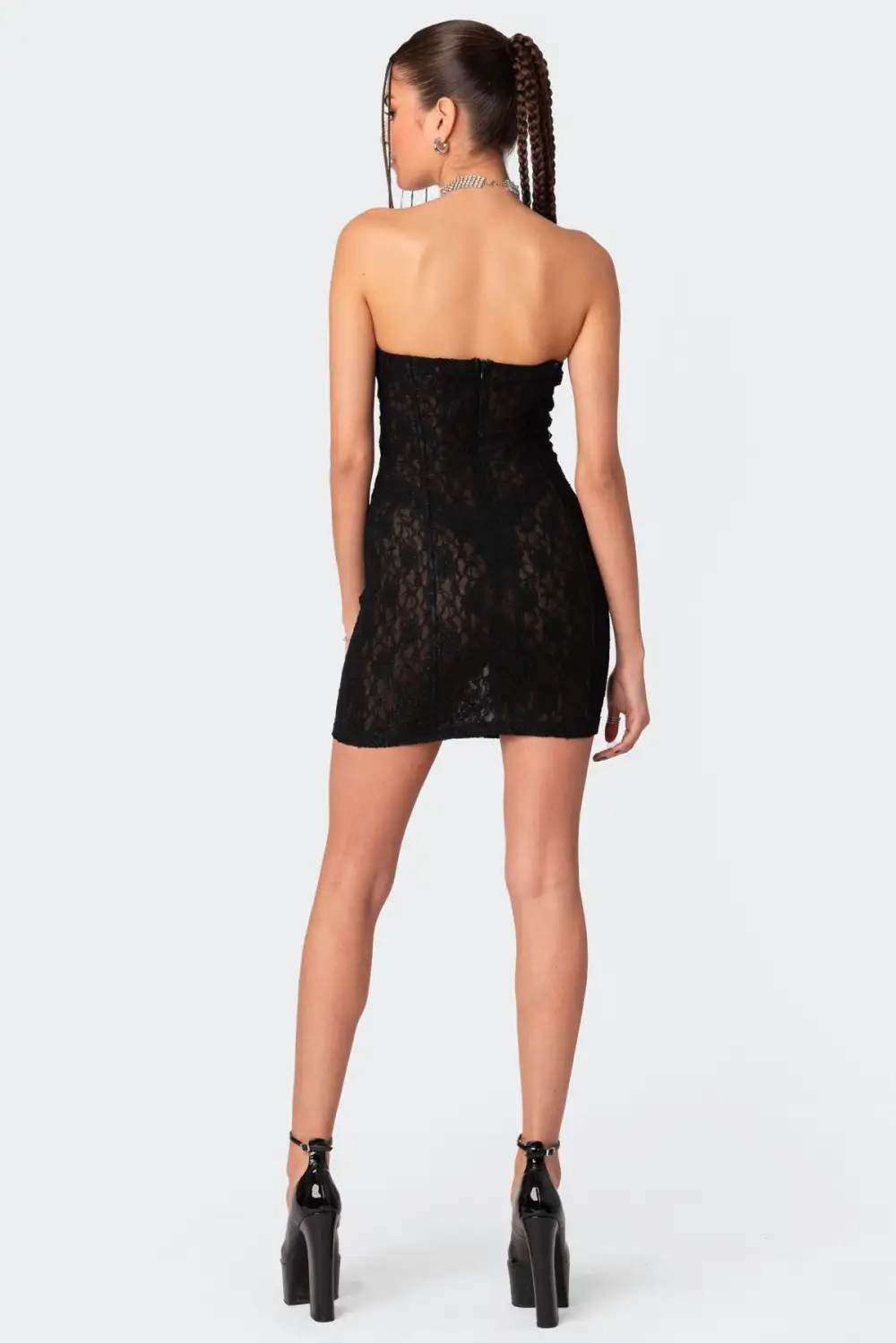 Cillian Sheer Lace Cupped Mini Dress