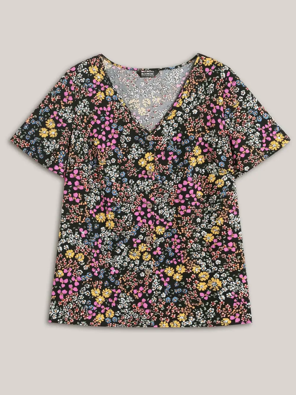 Floral Print V-Neck Flowy Blouse