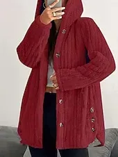 Women's Fleece Jacket Casual Jacket Hoodie Jacket Comfortable Breathable Zipper Pocket Casual Solid Color Vacation Street Casual Daily Wear Zipper Regular Hooded Regular Fit Long Sleeve Outerwear