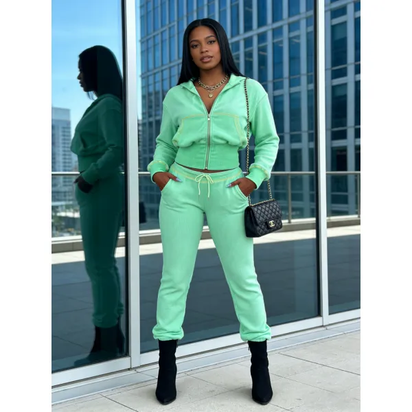 Women's Solid Waffle Knit Two-piece Set