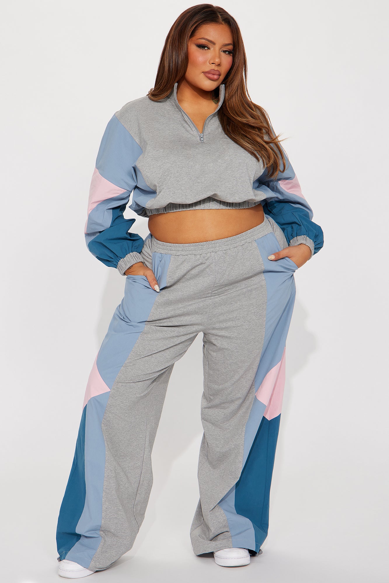 Coreen Colorblock Pant Set - Heather Grey