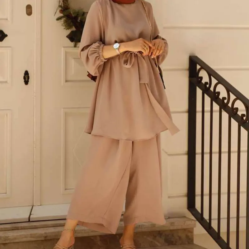 Casual Solid Color Long Sleeves Loose Set