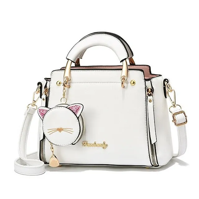Women's Handbag PU Leather Office Daily Waterproof Durable Black White Pink