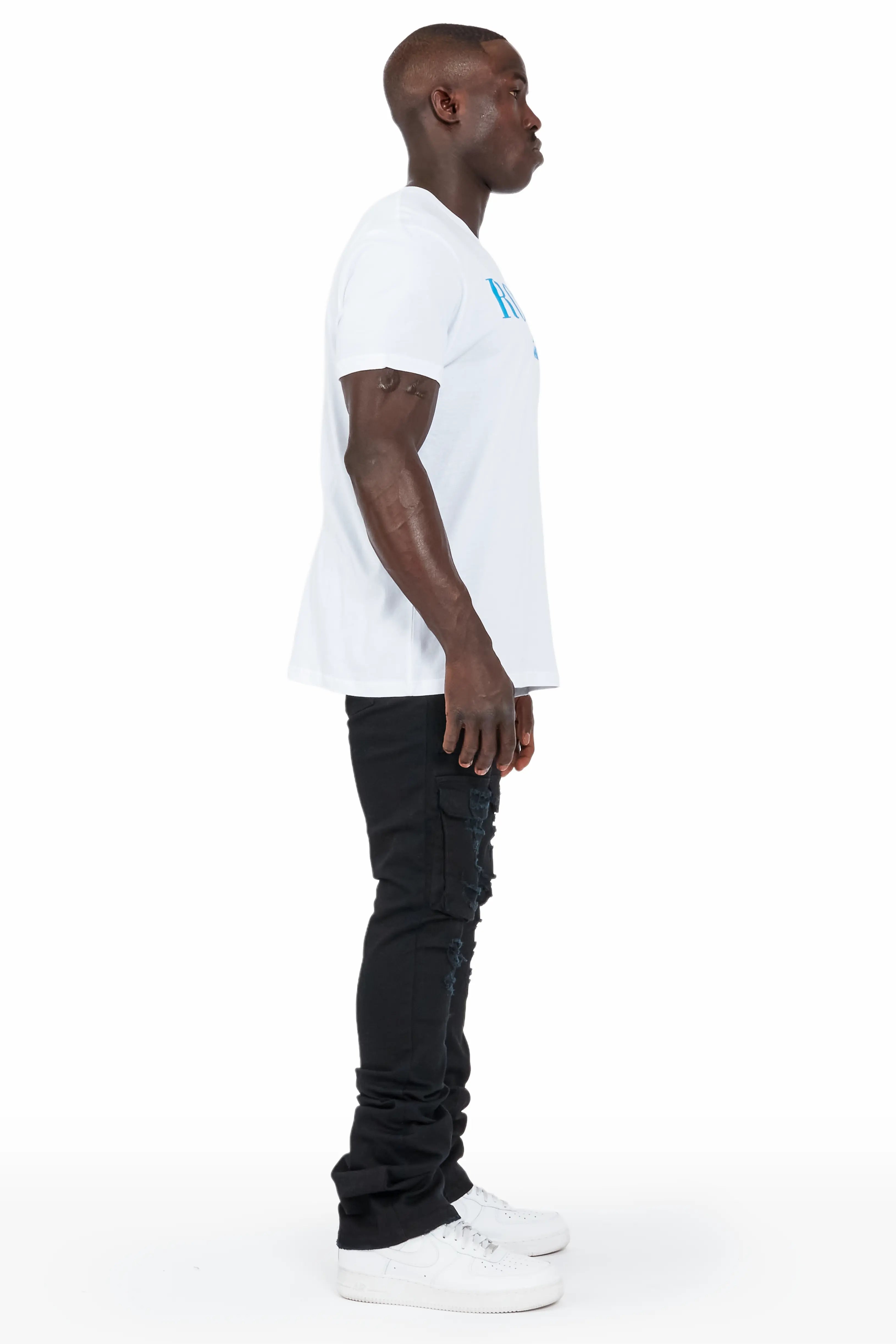 Vance Jet Black Stacked Flare Cargo Jean