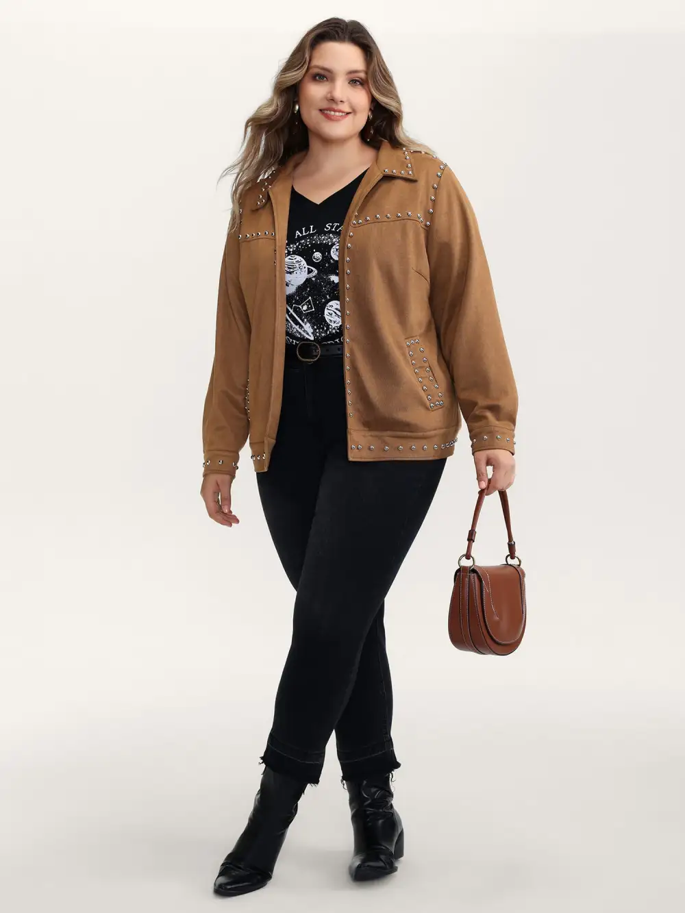 Rivet Open-Front Collar Jacket