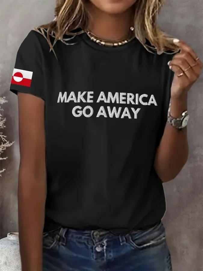 Women'S T-Shirt Women'S Retro Make American Go Away Print T-Shirt