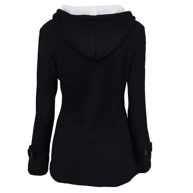 Women's Winter Coat Cropped Hooded Coat Thermal Warm Heated Jacket Fall Casual Street Jacket Long Sleeve with Pockets Black Army