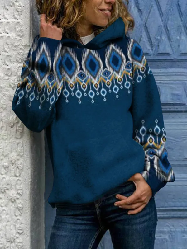 Fairman Island Retro Contrast Long Sleeve Hoodie