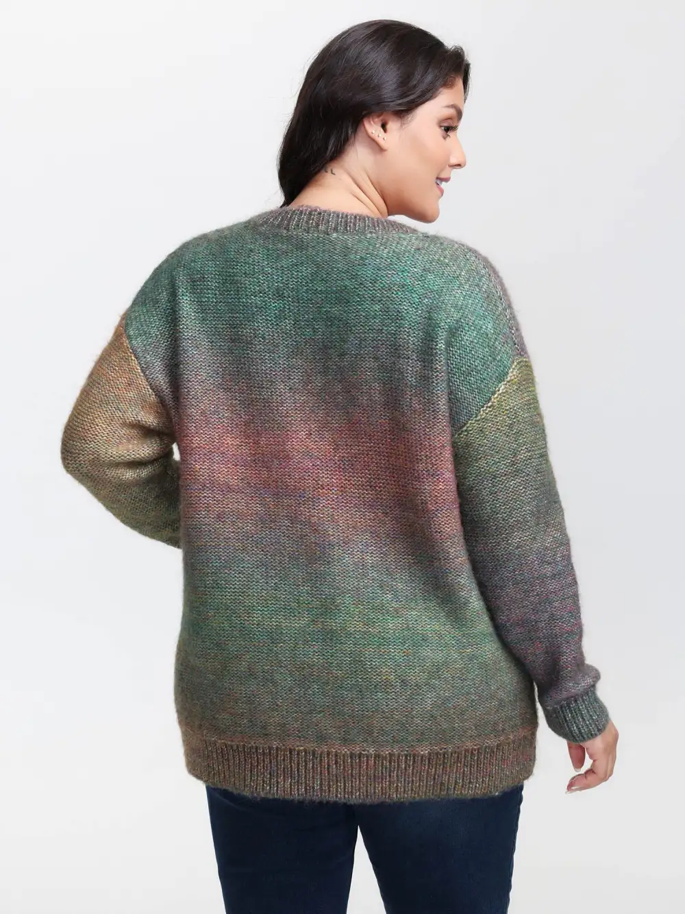 Heather Color Gradient Drop Shoulder Pullover