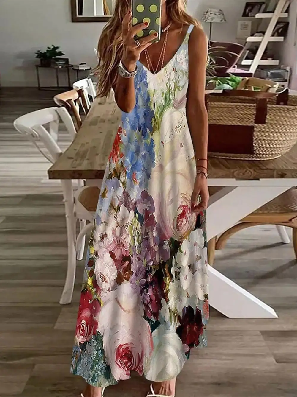 Watercolor Floral Bouquet Maxi Dress